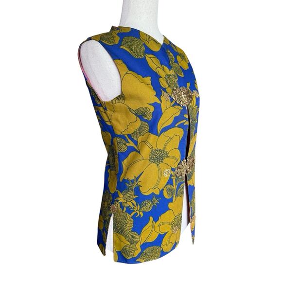 Diego New York Vintage Brocade Vest Floral Gold Closure Size S/M - Picture 4 of 13
